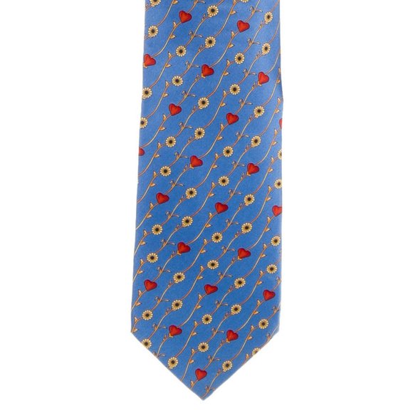 NINA RICCI TIE W/ TAGS France Purple Silk Floral Heart $ 149 - Picture 1 of 7